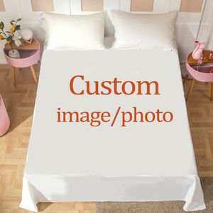 Customized Po Cartoon Flat Sheets Soft Bedding Sheet Anime Bed Sheet for Queen King Size Kids Gift Bed Cover 220608