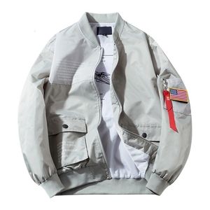 Kurtka bombowca mężczyźni Mężczyzn Hip Hop Projekt Liss Lose Windbreaker Pilot Jacket płaszcz męski Japońska odzież uliczna M-4XL 201127