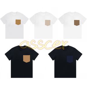 メンズファッショントレンドTシャツデザイナーメンズチェック柄のプリントティーポケットレディース高品質の黒い白いトップスサイズXS-L
