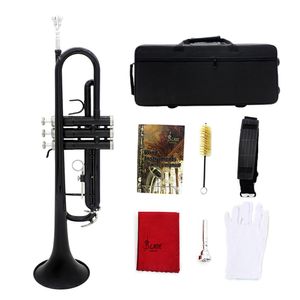 Czarny trąbka BB Flat Exquiste Mosiężny instrument duży kalibr róg trompete z pudełkowym ustnikiem muzycznym akcesoria instrumentów