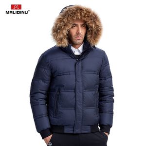 MALIDINU Uomo Piumino invernale Piumino Cappotto spesso caldo Giacca invernale da uomo Vera pelliccia di procione Piumini d'anatra Giacche da uomo Indossare Cappotti 201116