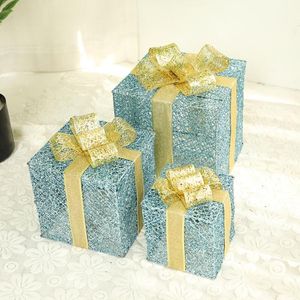 Gift Wrap Packing Box Home Craft Gold Christmas Ornament 3pcs 3 Size Festive Atmosphere Shining Design Iron Multifunction Hollow Boxes