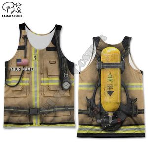 PLstar Cosmos Firemen Firefighters Customized Name 3D Print Fashion Summer Tank Top For Men Women Casual Beach Vest F21 220707