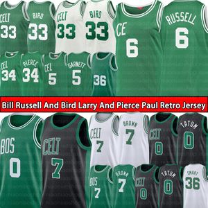 Jayson Tatum Jaylen 7 Brown Basketball Jersey s Larry 33 Bird bill 6 russell Celtices Retro maglie Paul 34 Pierce Kevin 5 Garnett Marcus 36 Smart Men