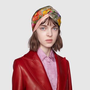 Designer 100% Silk Cross Headband Feminino Menina Faixas de Cabelo Elástico Retro Turbante Headwraps Presentes Flores Colibri Orquídea