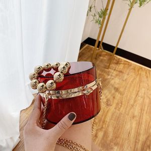 Evening Bags Fashion Transparent Round Women Shoulder Design Clear Pvc Handbags Luxury Chain Beading Crossbody Bag Lady Small Purse 2022