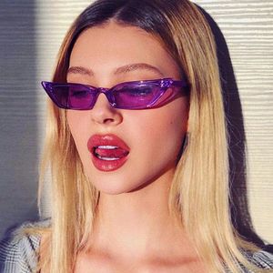 Sunglasses Ladies Cat Eye 2022 Fashion Jelly Color Glasses Sexy High Quality Triangle Purple UV400Sunglasses