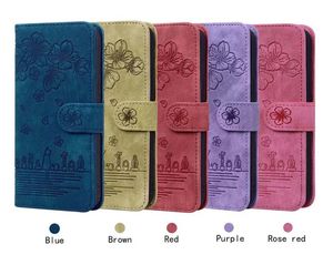 Fashion Sakura Cherry Leather Wallet Wallet For iPhone 15 14 13 Pro Max 12 11 XR XS 8 7 6 Plus Retro Print Flower Flower Cip