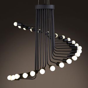 Pendelleuchten Nordic Retro Industrie Schmiedeeisen Kronleuchter Moderne Kunst Treppe Spiralform für Café Bar Restaurant WohnzimmerPendant