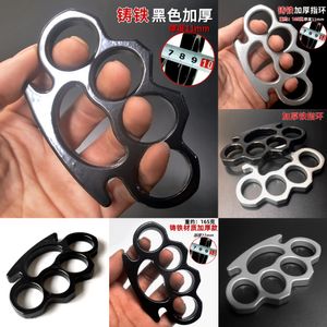 Thickened Black Edc Martial Arts Four Finger Boxer Hand Button Fist Defense Tiger Ring Travel Equipment X9FG