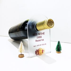 昇華アクリル赤ワインホルダーテーブル装飾フロストブランクワインスタンドディスプレイカード