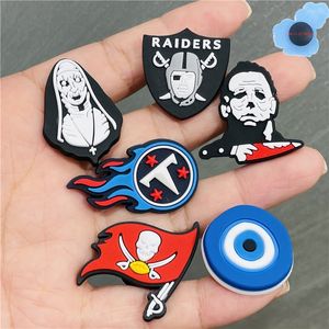 Wholesale 50pcs Horror Character PVC Garden Shoes Accessories Shoe Decorations For Croc Jibz Charm Kids Wristband