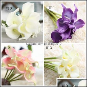Decorative Flowers Wreaths Festive Party Supplies Home Garden Ll Silk Mini Calla Lily Artificial Flower Real Touch Decor Dhm7Q