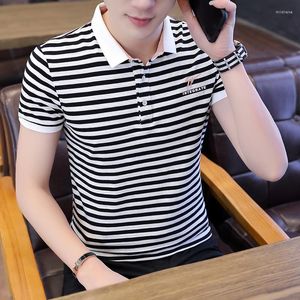 Men's Polos DYB&ZACQ Embroidery Striped Printed Shirts Men Long Sleeve Tee Casual Baggy Harajuku College Style Streetwear M-4XLMen's Mil