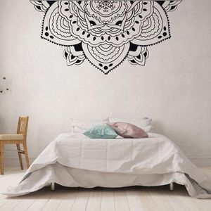 Adesivi murali Decorazioni per la casa Mezza mandala Decalcomania Stile meditazione Camera da letto Murale Finestra di automobile Adesivo Testiera Decalcomanie AY1437Adesivi muraliMuro