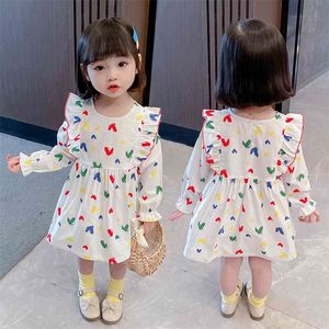 Toddler Girl Dresses Floral Pattern Dress For Girl Ruffles Children Party Dress Spring Autumn Girl Costume 210412