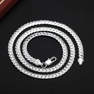 S925 sterling silver guld silver 18/20/22/24 tum sidokedja halsband för kvinnor män mode smycken gåvor