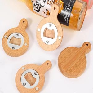 Wood Beer Opener with Magnet Wooden and Bamboo Refrigerator Magnet Magnetic Bottle Openers In Stock 0415