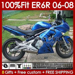 Kawasaki Ninja 650R ER6 650 R ER 6 F 06-08ボディワーク139NO.82 650-R ER 6F 650R-ER6F ER-6F 2006 2007 2008 ER6F 06 07 08噴射型型フェアリングブルーブラックブラックブラックブラックブラックブラック