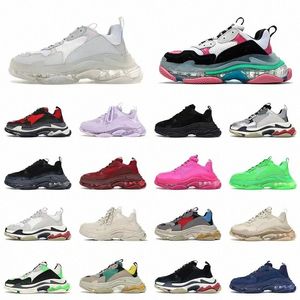 Og New Men Mulheres Padrões Padrões 17FW Triple S Sapatos casuais Bubble Bubble Bottom Sneakers Black Red Old Grandpa Trainer Chaussures 36-45 V6LH#