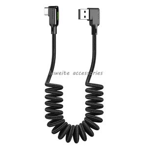 90 Degree Coiled Type C USB charger Cables ft W Scalable Spring PD Type C Charging Cable for MacBook Pro iPad Pro Air Galaxy S20 Switch Pixel