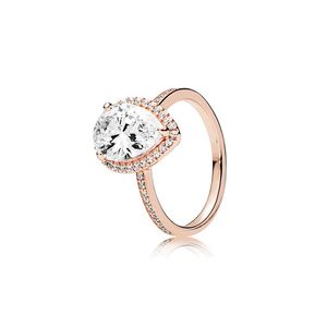 Wholesale silver rings sets for sale - Group buy 18K Rose Gold Tear drop CZ Diamond RING Original Box for Pandora Sterling Silver Rings Set for Women Wedding Gift Jewelry2714