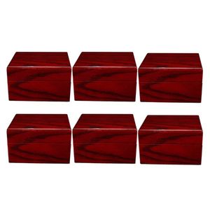 Titta på lådor Fall 6 Pack Wood Box Luxury Wristwatch Collection Premium Wood Wine Red Color Home Travel Showcase