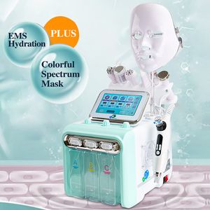 8 in 1 Hydra Dermoabrasione Oxygen Jet Diamond Aqua Peeling Machine Hydrafacials H2o2 Oxygen Facial Machine con maschera a led Ems RF Meso Water Light