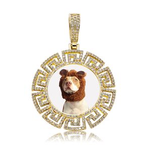 Neue Zirkon Muster Hip Hop Foto Rahmen Anhänger Halskette Bild DIY Custom Rap Schmuck Geschenk