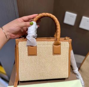 Totes mode ny stil raffia halm vävning totes designer sommar sandbeach semester handväska kapacitet hög kvalitet flätning väska messenger väskor