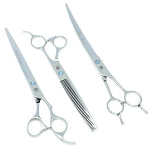 7.0" Japan 440C Professional Pet Grooming Scissors Dog Shears Big Straight &Thinning&Curved Hair Clipper B0013B 220317