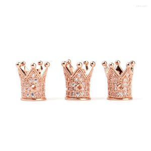 أخرى من الذهب الوردي الذهب Micro Pave White Rhinestone Cubic Zirconia Crown حبات للرجال سوار صنع المجوهرات Charmother Edwi22