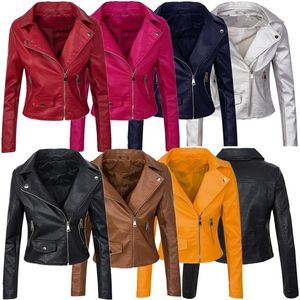 ZOGAA Giacca da Moto da Donna Giacca in Pelle da Donna Stile Corto Slim Dimagrante in Pelle PU 220815