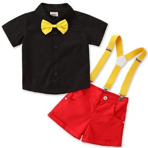 Модная детская одежда набор мальчика детская рубашка с коротким рукавом, топ брюки с двумя частями костюма летняя детская одежда для малышей