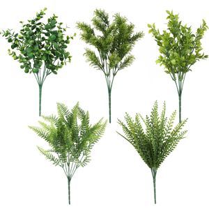 Simulação Planta verde Planta Casa Decoração de Hotel Plantas Artificiais Cera Grass Greante Faux Arbustos Falsos Flores Flores de Trigo Jardinagem ao ar livre