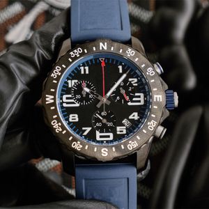 Herrklockor Casual Watch Quartz Movement Wristwatch 44mm Leather Strap Sapphire Waterproof Design för män