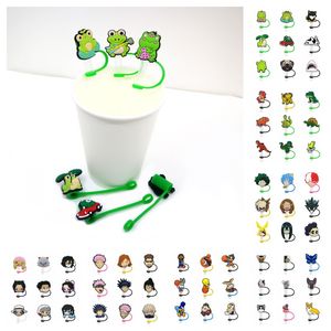 9pcs/set hot anime cartoon silicone tumbler straw toppers designer cover molds charms Reusable Splash Proof drinking dust plug decorative 8mm straw