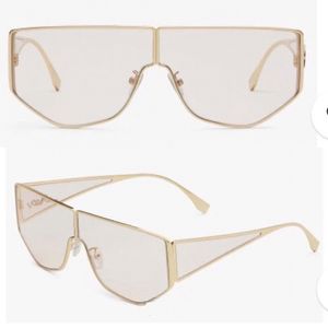 Designer de óculos de sol de marca feminina para homens primavera verão desfile de moda novo FOL031 óculos de máscara de metal sem armação caixa original