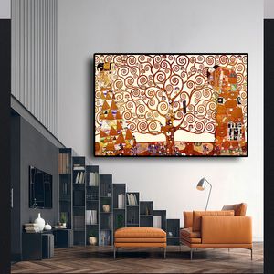 Tree of Life Klimt autorstwa Gustav Klimt Palanka olejna na plakatach płóciennych i wydrukach skandynawska ściana pop