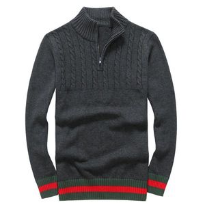 Yüksek kaliteli yepyeni lüks sweater hırka erkekler gündelik nakış yarım fermuarlı kazak gömlek sonbahar kış ince fit uzun kollu erkek kazak örgü çekme homme