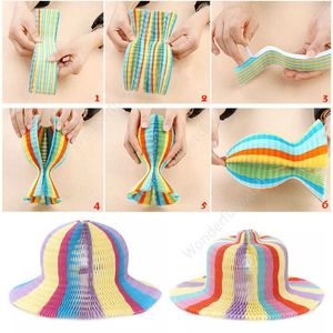 New design outdoor cheap sun visor caps magic folded recycled funny paper vase hats by sea 400pcs DAW462