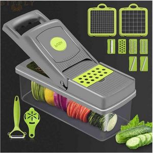 14pcs outils de coupe de légumes Mandoline Mandoline Slicer Fruit Poueleur Peeler Carrot Routide Accessoires de cuisine Panier Slicer F053104 en Solde