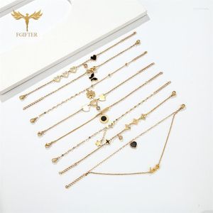 Charm Bracelets Women Chain Wrist Hand Jewelry Gold Stainless Steel Butterfly Heart Star Charms Thin Link Lobster Clasp Girl GiftsCharm Lars