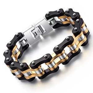 Heavy Top Design Punk Mens Women Bike Bracelets Rock Hiphop Gothic 316L Stainless Steel Motorcycle Biker Chain Bracelet Bicycle Bangle Jewelry