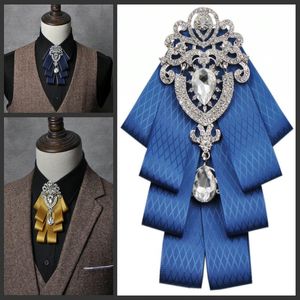 Papillon uomo cravatta a nastro fazzoletto spilla in lega fiore spille tasca quadrata collo set sposo festa di nozze strass bling bowtiebow