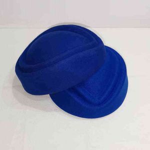 Fancy Elegant Pure Wool Cap Air Stewardess Hat 7Cm Height Solid Pill Box Jepet Cocktail Fascinatot Beret Hat Base Millinery J220722