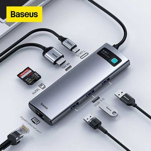 Baseus Hub Tipo C para HDMI Compatível USB 3.0 Adaptador 8 em 1 Dock de cubo tipo C Para MacBook Pro Air USB Splitter