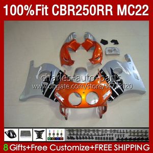 Iniezione corpo per HONDA CBR250RR Argento arancio 1990 1991 1992 1995 1996 1997 1998 1999 131No.70 CBR 250RR 250 RR CC 250CC MC22 CBR250 RR 90 91 92 93 94 95 96 97 98 9 9 Carenatura