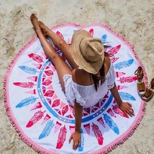 Havlu Kalın Yaz Banyosu Büyük Mat 100cotton Yuvarlak Plaj Havlu Tassel Mandala Goblen Serviette De Plage Battaniye Carpettowel