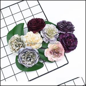 Decorative Flowers Wreaths Festive Party Supplies Home Garden 5Pcs Retro Peony Head Scrapbooking Wedding Wall Decoration Accessories Fak J